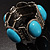 Turquoise Oval Acrylic Bead Filigree Vintage Flex Bracelet - view 6