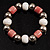 Coral&White Ceramic Bead Flex Bracelet