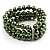 Olive Green Plastic Beaded Flex Bracelet