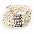 4 Strand White Crystal Imitation Pearl Flex Bridal Bracelet - view 3
