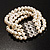 4 Strand White Crystal Imitation Pearl Flex Bridal Bracelet - view 8