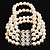 4 Strand White Crystal Imitation Pearl Flex Bridal Bracelet - view 4