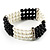 3 Strand Black And White Imitation Pearl Flex Bracelet