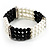 3 Strand Black And White Imitation Pearl Flex Bracelet - view 6