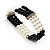 3 Strand Black And White Imitation Pearl Flex Bracelet - view 4