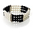 3 Strand Black And White Imitation Pearl Flex Bracelet - view 7