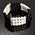 3 Strand Black And White Imitation Pearl Flex Bracelet - view 9