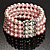 4 Strand Pink Imitation Pearl Crystal Flex Bracelet - view 9