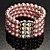 4 Strand Pink Imitation Pearl Crystal Flex Bracelet