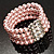 4 Strand Pink Imitation Pearl Crystal Flex Bracelet - view 11