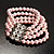 4 Strand Pink Imitation Pearl Crystal Flex Bracelet - view 4