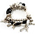 Black And White Charm Bead Flex Bracelet (Silver Tone) - view 4