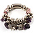 Gorgeous Heart Charm Bead Flex Bracelet (Silver And Purple)