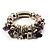 Gorgeous Heart Charm Bead Flex Bracelet (Silver And Purple) - view 2