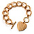 Chunky Chain Charm Heart Bracelet With Toggle Clasp (Gold Tone)