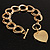 Chunky Chain Charm Heart Bracelet With Toggle Clasp (Gold Tone) - view 2