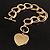 Chunky Chain Charm Heart Bracelet With Toggle Clasp (Gold Tone) - view 4