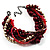 Multistrand Beaded Bracelet (Red, Cranberry&Gold) - view 2