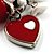 Silver Tone, Heart Charm Glass Bead Flex Bracelet (Red&White) - view 2