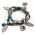 2-Strand Turquoise Style Leaf&Flower Charm Flex Bracelet (Silver Tone) - view 3