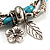 2-Strand Turquoise Style Leaf&Flower Charm Flex Bracelet (Silver Tone) - view 5