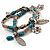 2-Strand Turquoise Style Leaf&Flower Charm Flex Bracelet (Silver Tone) - view 6