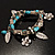 2-Strand Turquoise Style Leaf&Flower Charm Flex Bracelet (Silver Tone) - view 7