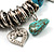 Silver Tone Link Charm Flex Bracelet (Turquoise Stone) - view 5