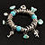Silver Tone Link Charm Flex Bracelet (Turquoise Stone) - view 2