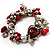Silver-Tone Bead, Charm And Red Nugget Stretch Bracelet - view 3