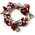 Silver-Tone Bead, Charm And Red Nugget Stretch Bracelet - view 4