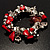 Silver-Tone Bead, Charm And Red Nugget Stretch Bracelet - view 2