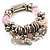 Gorgeous Heart Charm Bead Flex Bracelet (Silver And Pale Pink) - view 2