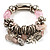 Gorgeous Heart Charm Bead Flex Bracelet (Silver And Pale Pink)
