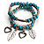 2-Strand Turquoise Bead Charm Flex Bracelet (Silver Tone) - view 3