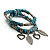 2-Strand Turquoise Bead Charm Flex Bracelet (Silver Tone) - view 7