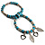 2-Strand Turquoise Bead Charm Flex Bracelet (Silver Tone) - view 5