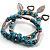 2-Strand Turquoise Bead Charm Flex Bracelet (Silver Tone) - view 6