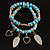 2-Strand Turquoise Bead Charm Flex Bracelet (Silver Tone) - view 4