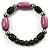 Lavender&Olive Green Ceramic Bead Flex Bracelet (Silver Tone) - view 4