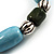 Pale Blue&Olive Green Ceramic Bead Flex Bracelet (Silver Tone) - view 5