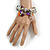 Multicolour Bead&Stone Heart Charm Flex Bracelet (Antique Silver Tone) - view 2