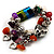 Multicolour Bead&Stone Heart Charm Flex Bracelet (Antique Silver Tone) - view 9