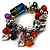 Multicolour Bead&Stone Heart Charm Flex Bracelet (Antique Silver Tone) - view 5