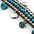 Turquoise Semiprecious Stone Charm Wristband Bracelet (Silver Tone) - view 2