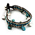Turquoise Semiprecious Stone Charm Wristband Bracelet (Silver Tone) - view 4