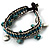 Turquoise Semiprecious Stone Charm Wristband Bracelet (Silver Tone) - view 5