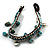 Turquoise Semiprecious Stone Charm Wristband Bracelet (Silver Tone) - view 6
