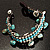 Turquoise Semiprecious Stone Charm Wristband Bracelet (Silver Tone) - view 7