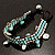 Turquoise Semiprecious Stone Charm Wristband Bracelet (Silver Tone) - view 8
